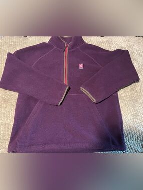 Peloton Purple Zip-Up Fleece Pullover with Pink Trim